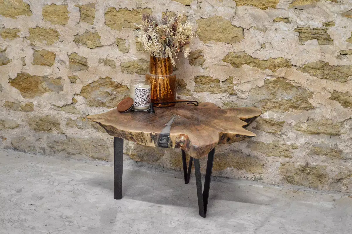 Table basse souche noyer